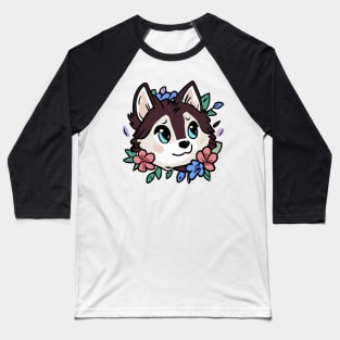 Floral Husky Dog Lover Malamute Baseball T-Shirt